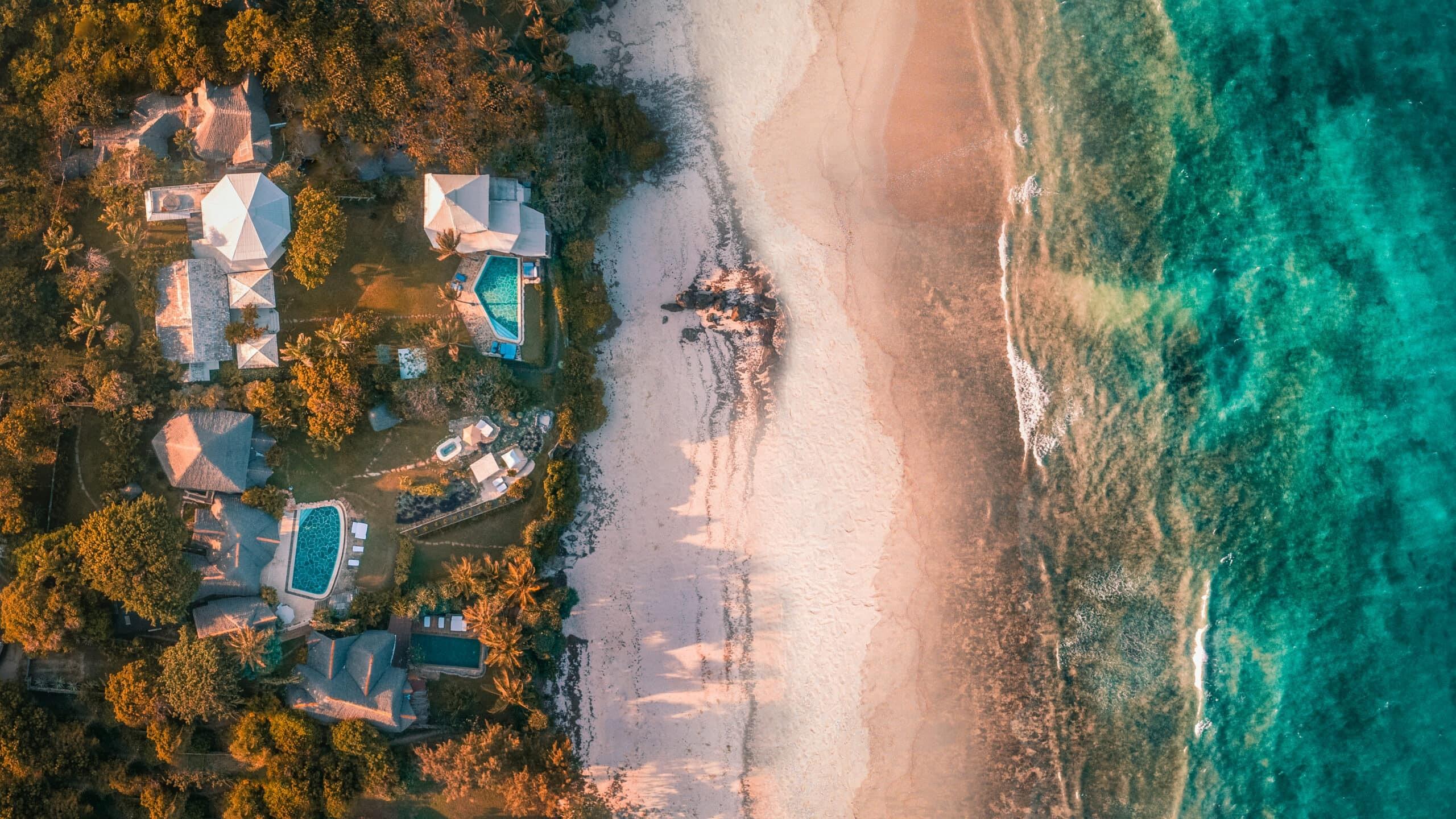 Aerial image of the costal environment taken during sunset