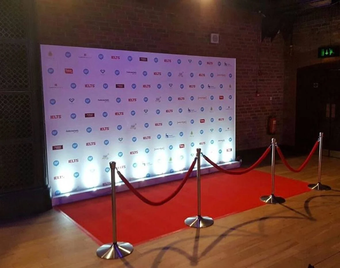 Corporate branded photo booth backdrop used at a business event in Kenya