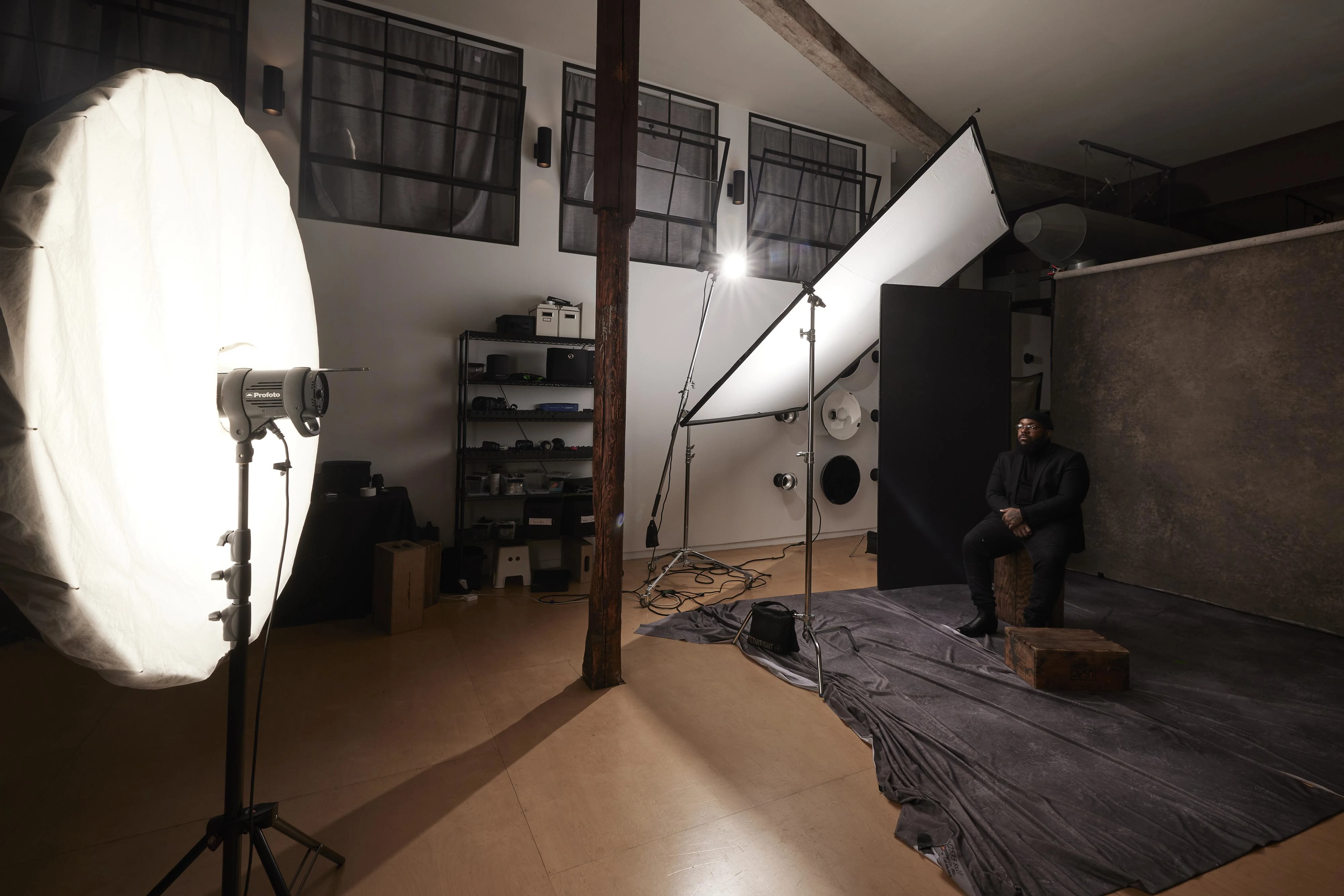 Professional studio lighting techniques used in fine art portrait photography