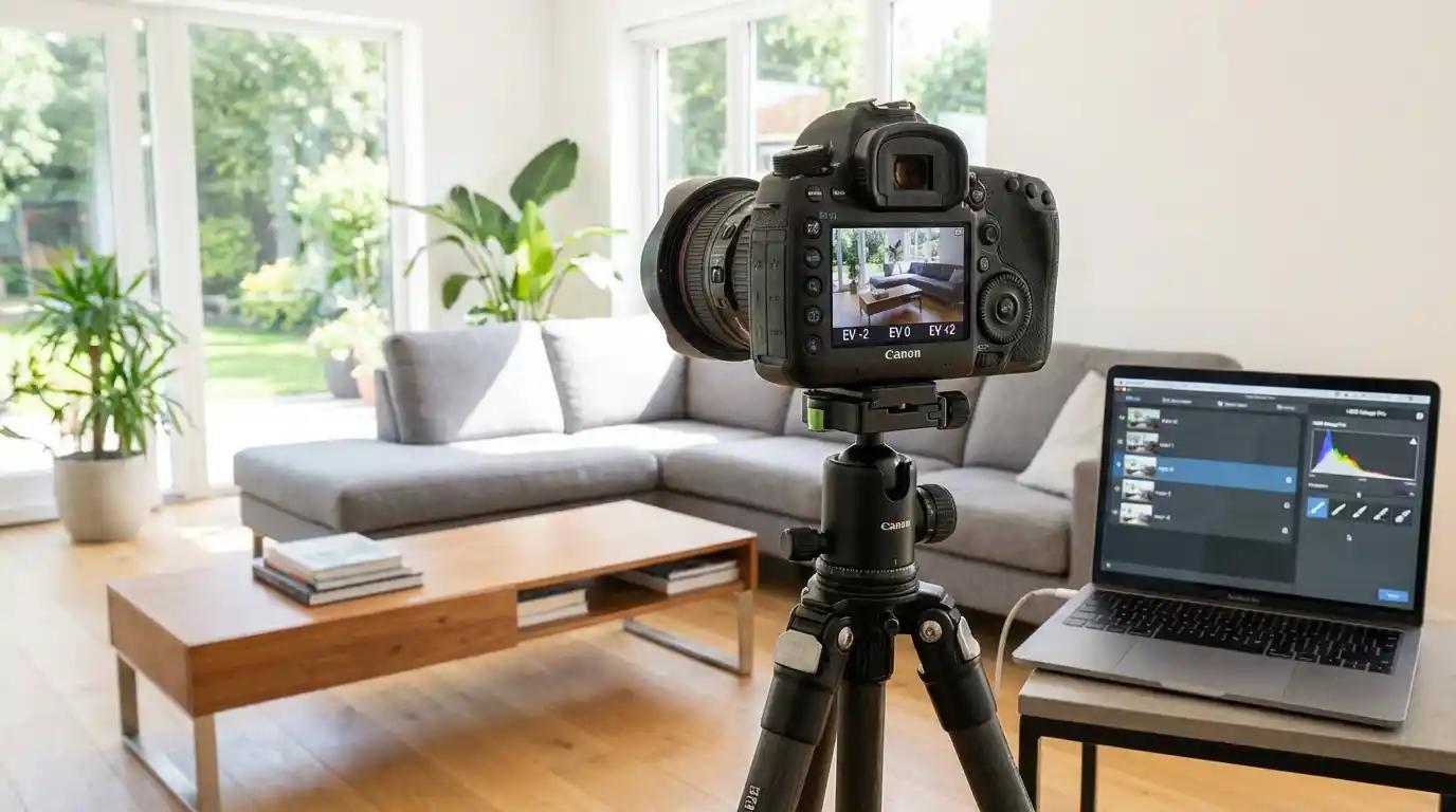 Image of a camera taking images of the interior of a house