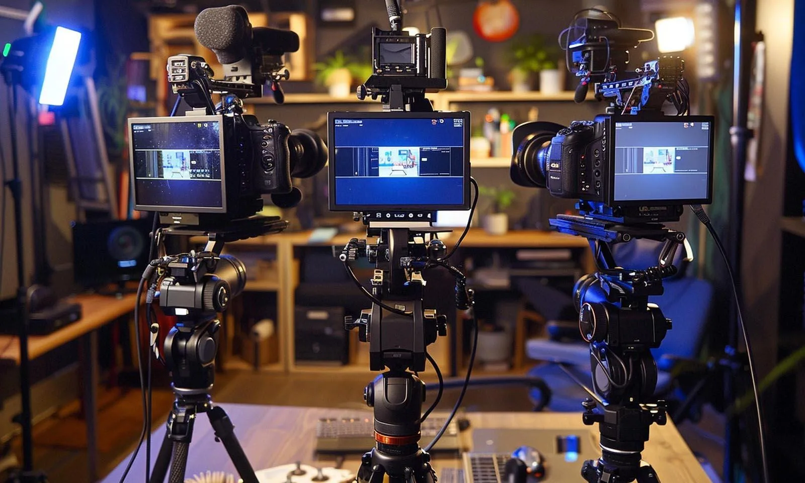 Professional multi-camera YouTube recording setup for interviews and podcasts