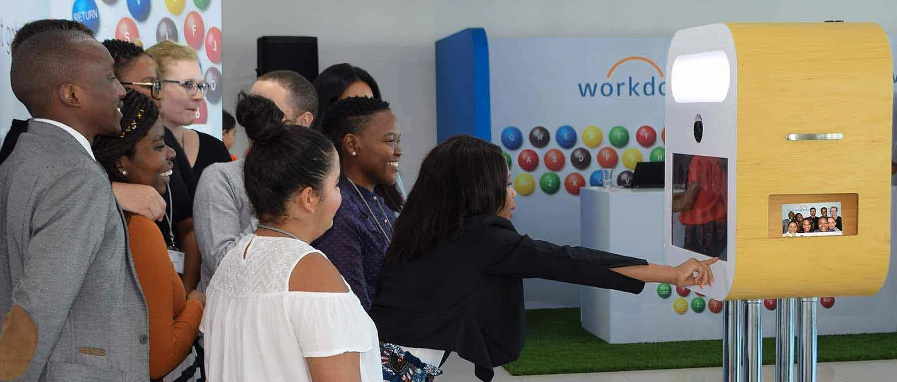 Professional photo booth backdrop setup at a corporate event in Nairobi Kenya