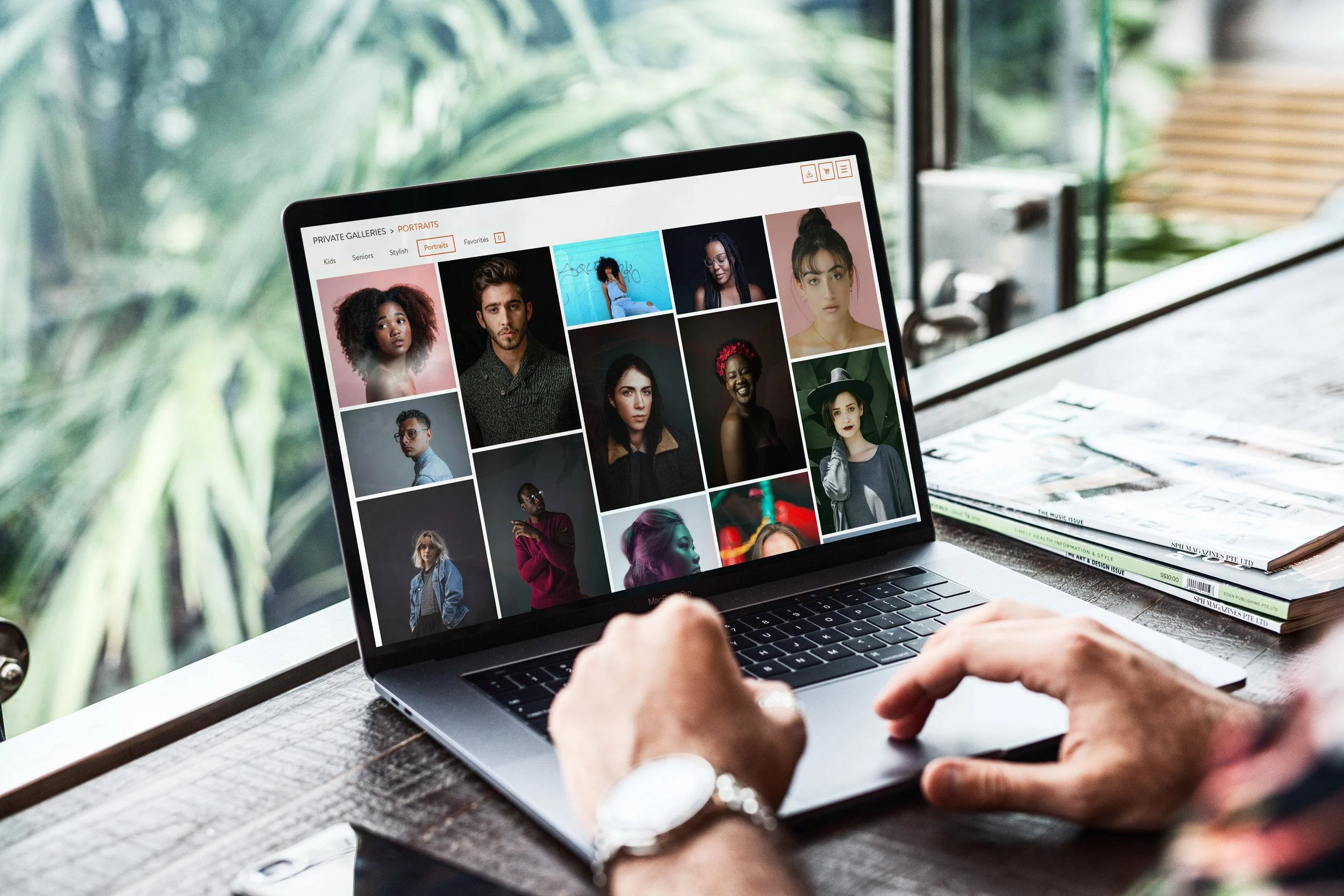 Reviewing a professional photography portfolio for quality and consistency
