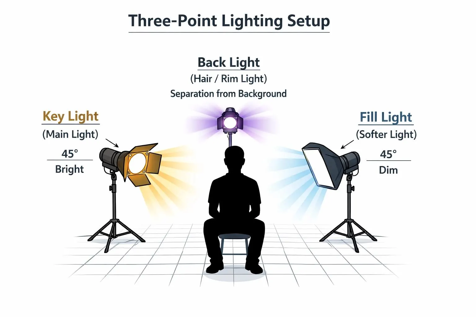 LED panel lights and softboxes used for professional corporate interviews