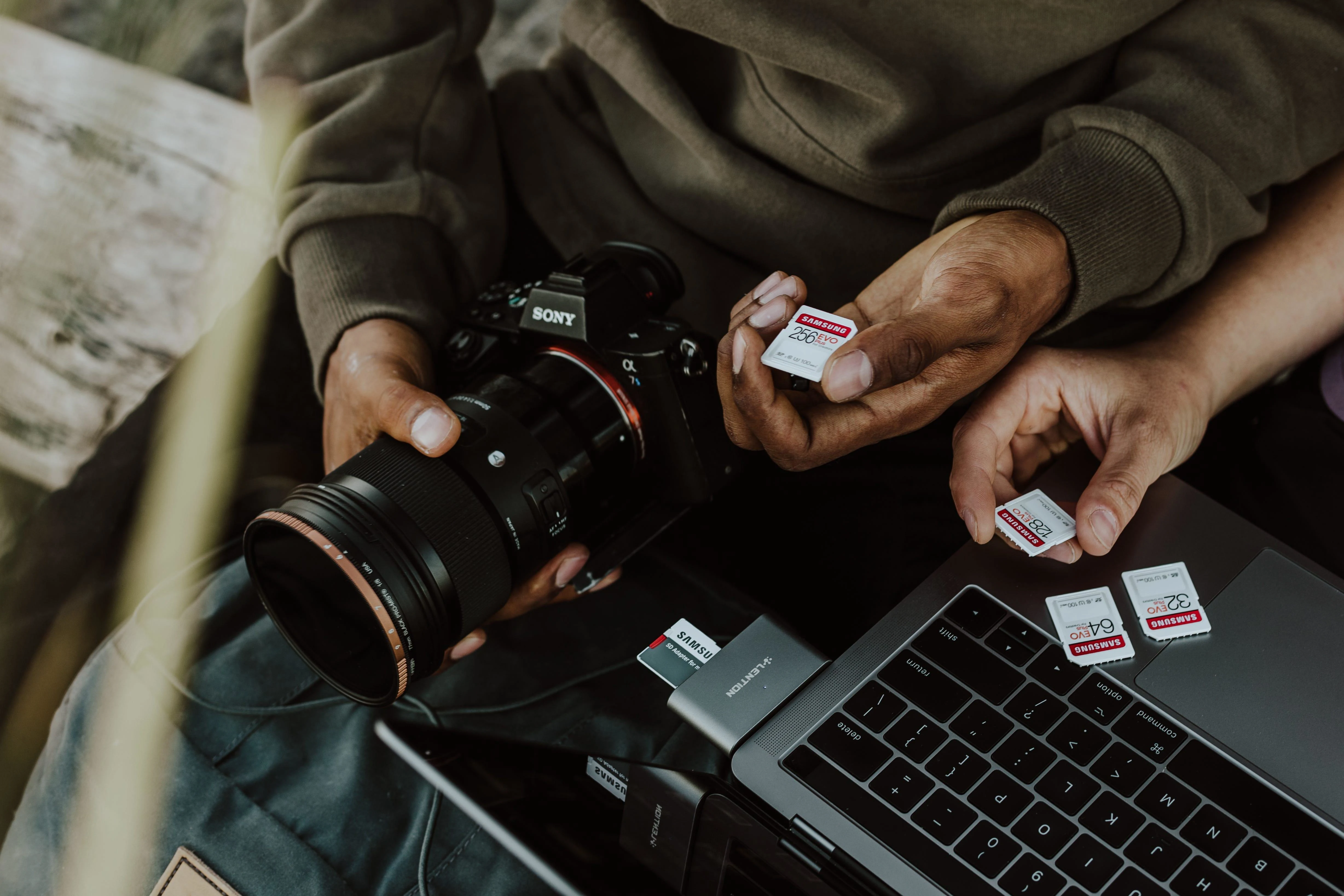 Professional photography workflow showing RAW image backup and digital asset management.