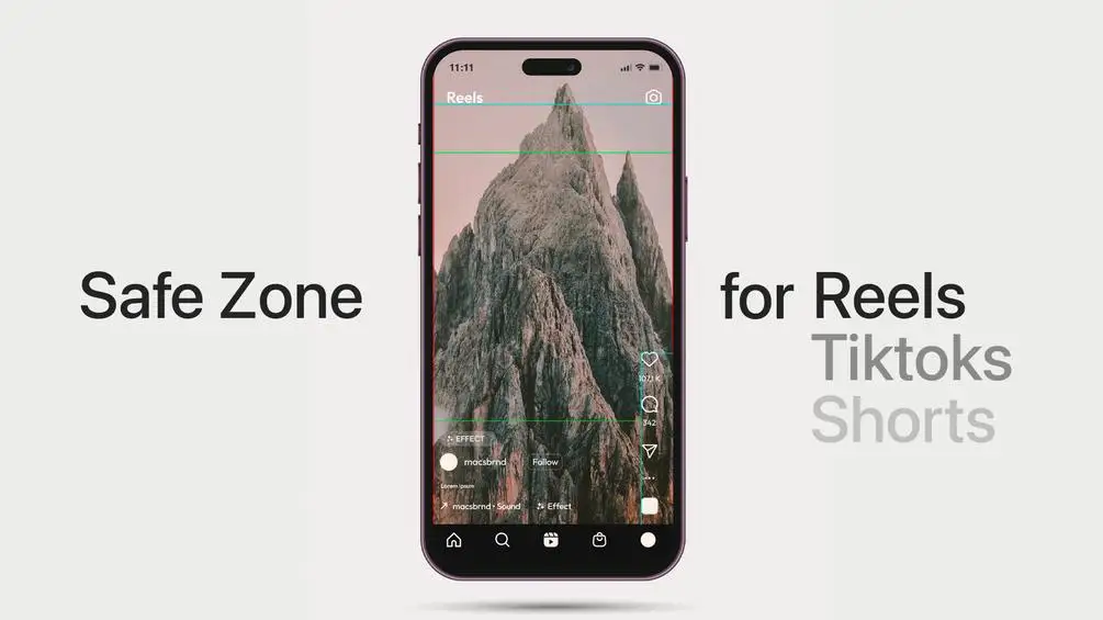 Editor creating vertical social media videos with safe zone guides for TikTok and Instagram Reels.