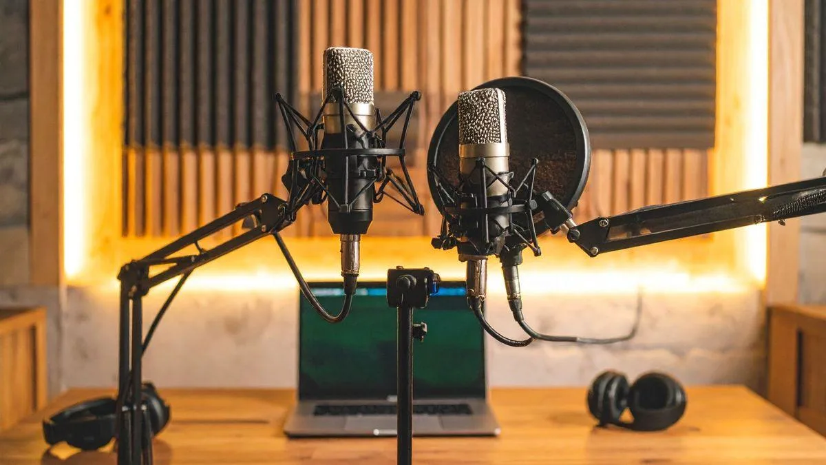 Professional wireless microphone and boom setup for YouTube video production